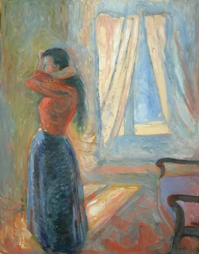 Kvinne Som Speiler Seg Woman Looking In The Mirror