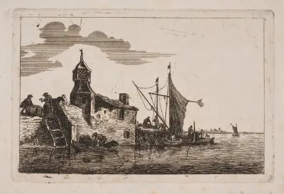 Kystlandskab Med Bade Og Huse Ved En Anlobsbro