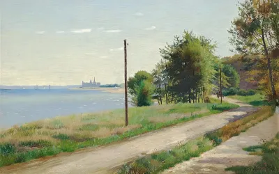 Kystlandskab Med Kronborg I Baggrunden Sommer