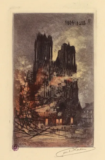 La Cathedrale De Reims En Feu