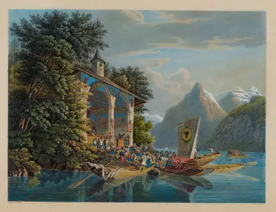 La Chapelle De Guillaume Tell Sur Le Lac Des Quatre Cantons Avec La Fete Religieuse Quon Y Celebre Chaque Annee En Memoire Des Evenements De 1307