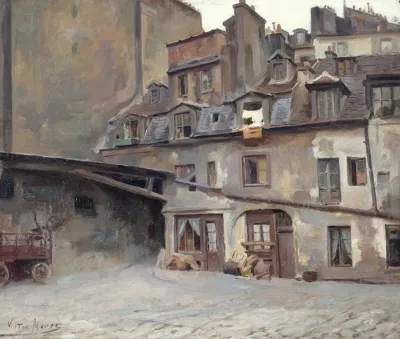 La Cour De Lauberge Du Cheval Blanc Rue Mazet