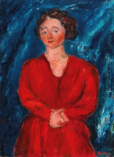 La Femme En Rouge Au Fond Bleu