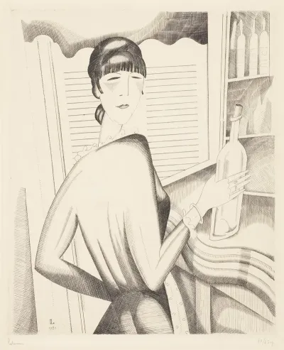 La Fille Au Litre Young Woman With A Litre Wine Bottle