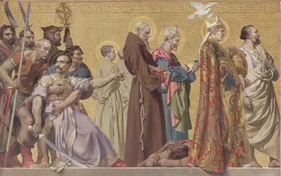 La Foi Entrainant Clovis Suivi De La Reine Et De Ses Enfants Puis De Divers Saints Et Guerriers 4