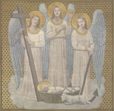 La Foi Lesperance Et La Charite Veillant Sur Sainte Genevieve Au Berceau
