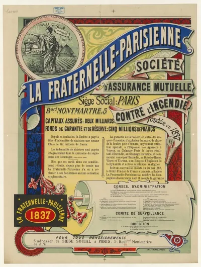 La Fraternelle Parisienne Societe Dassurance Mutuelle Contre Lincendie Fondee En 1837