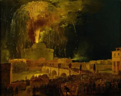 La Girandola Fireworks From Castel Santangelo In Rome