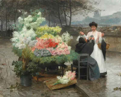 La Marchande De Fleurs Sur Les Quais A Paris Circa 1890
