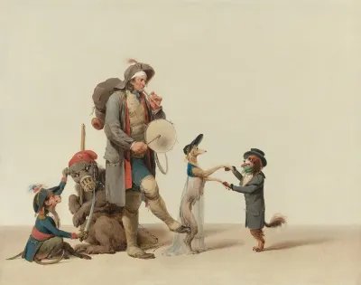 La Piece Curieuse An Animal Trainer With Dancing Dogs A Bear And Monkey