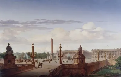 La Place De La Concorde Vue De La Terrasse Du Bord De Leau Le Roi Louis Philippe Traverse La Place En Voiture