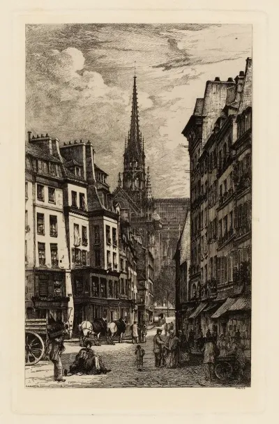 La Place Maubert A Larriere Plan La Fleche De Notre Dame