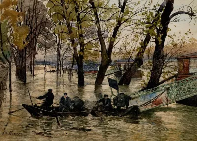 La Seine Au Pont Neuf Lors De La Crue De 1896