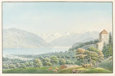 La Tour De Strattligen Au Lac De Thoune