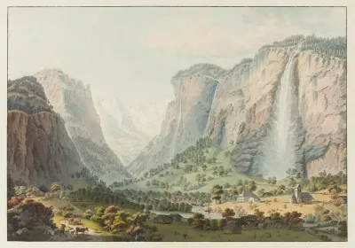La Vallee De Lauterbrounnen Avec La Chute Du Staubbach