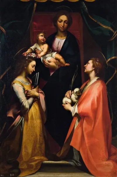 La Virgen Con El Nino Santa Cecilia Y Santa Ines