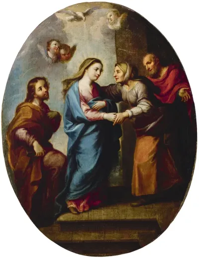 La Visitacion De La Virgen Maria A Su Prima Isabel Con San Jose Y Zacarias