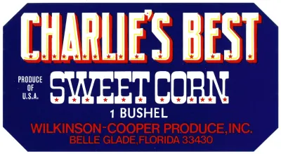 Label For Charlies Best Sweet Corn Blue
