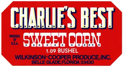 Label For Charlies Best Sweet Corn Red