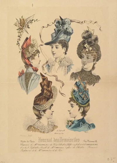 Ladies Hats No 4671 From Journal Des Demoiselles