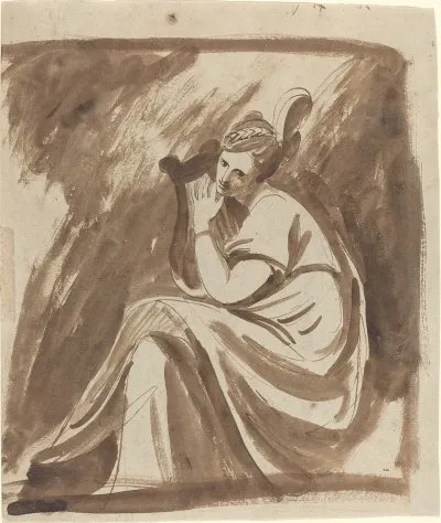 Lady Hamilton Playing A Lyre