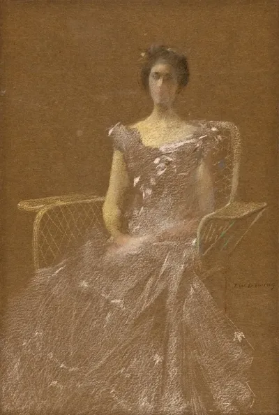 Lady In Rattan Armchair