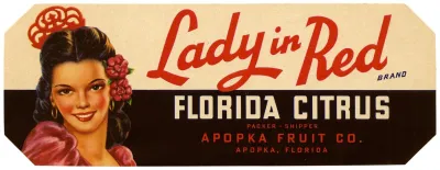 Lady In Red Brand Florida Citrus Label