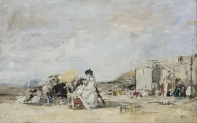 Lady In White On The Beach At Trouville