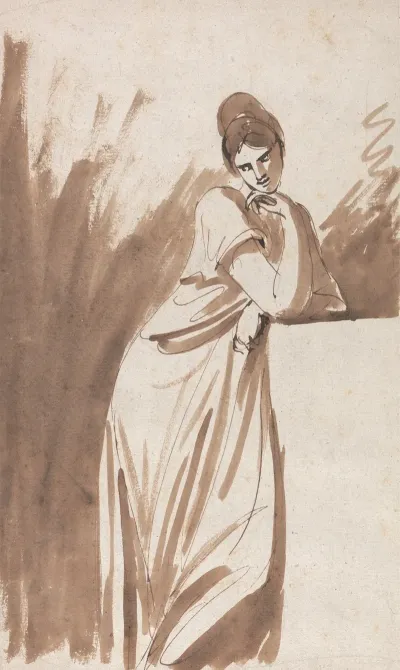 Lady Leaning On A Column