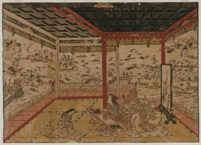 Lady Murasaki At Ishiyama Overlooking A Panorama With Eight Views Of Lake Biwa