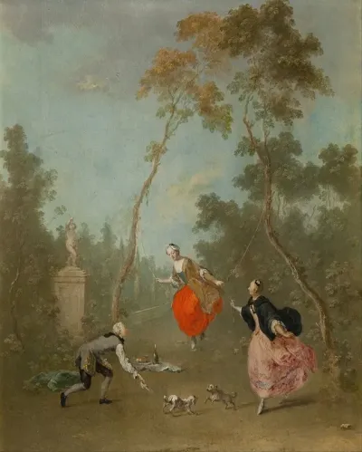 Lady On A Swing Gallant Scene In The Park I