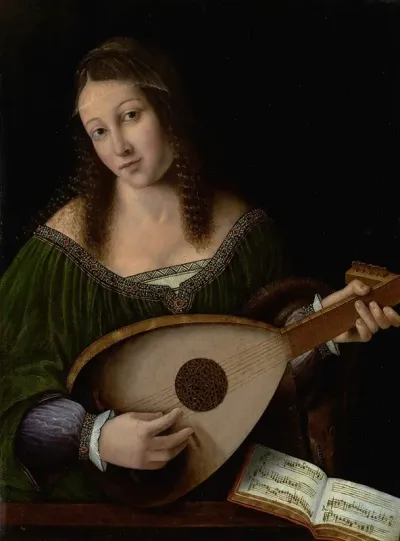 Lady Playing A Lute