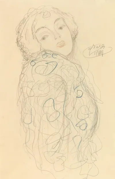 Lady Portrait Bust To The Right Head Turned To The Front