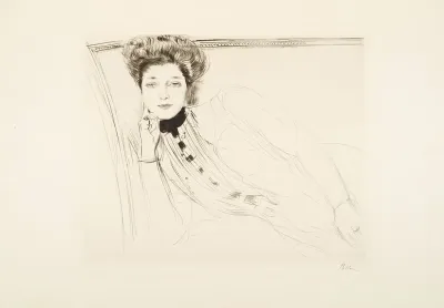 Lady Reclining In Left Corner Of Sofa