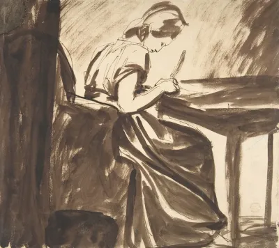 Lady Seated At A Table