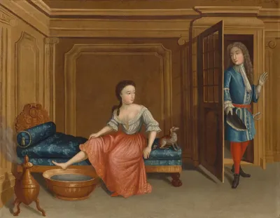 Lady Undressing For A Bath