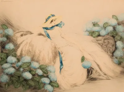 Lady With Blue Flowers