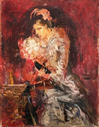 Lady With Bouquet Sketch