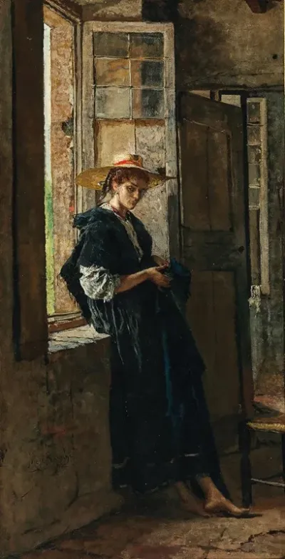 Lady With Strawhat By The Window