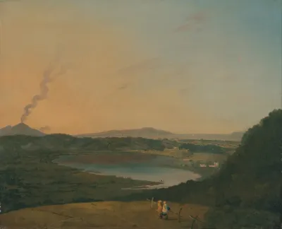 Lago Dagnano With Vesuvius In The Distance