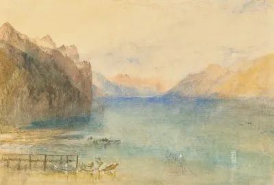 Lake Brienz With The Setting Moon
