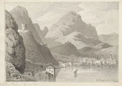Lake Garda With Ruins Of A Venetian Castle On Monte Rocchetta
