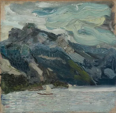Lake Traun With Mountain Sleeping Greek Woman
