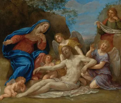 Lamentation With The Virgin St John And Angels