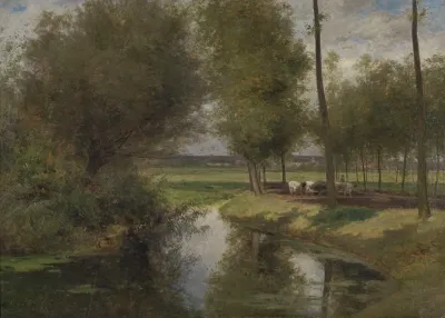 Landscape By The River Lys Or The Road To The Patijntje In Ghent