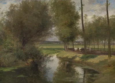 Landscape By The River Lys