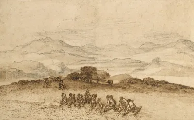 Landscape In Latium With Farm Laborers