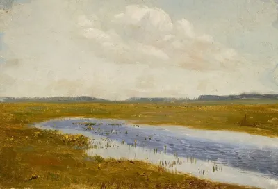 Landscape Meadow With Marsh Marigolds