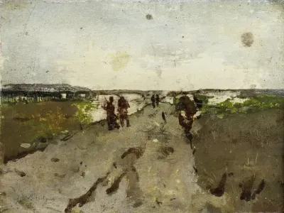 Landscape Near Waalsdorp With Soldiers On Maneuver