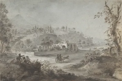 Landscape Prospect With A Buggy And A Herd Of Goats